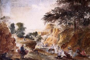 卡米耶 畢沙羅 Landscape with Figures by a River 卡米耶 畢沙羅 Landscape with Figures by a River